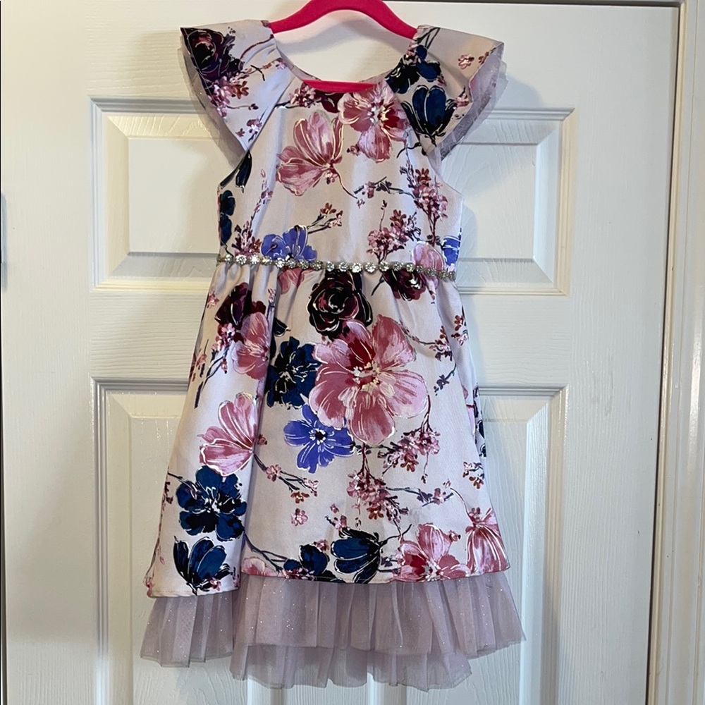 Floral Kids Dress with Ruffle Sleeves